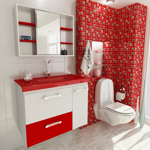 Banheiros com pastilhas vermelhas  Decorando Casas