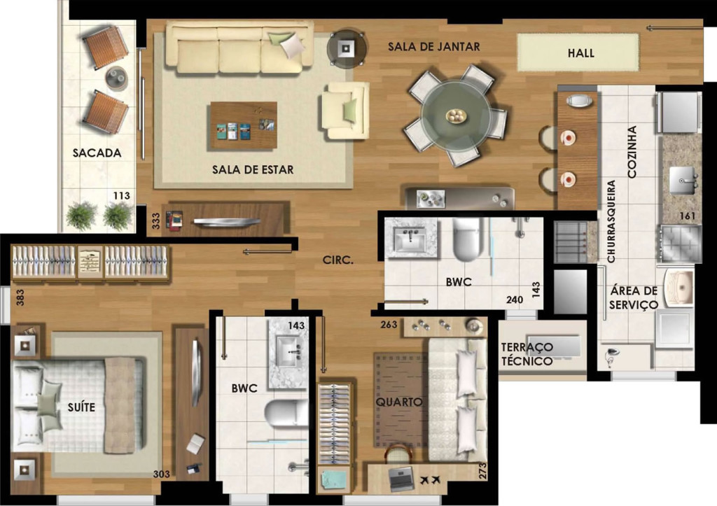 Plantas De Apartamentos Com 2 Quartos - Decorando Casas