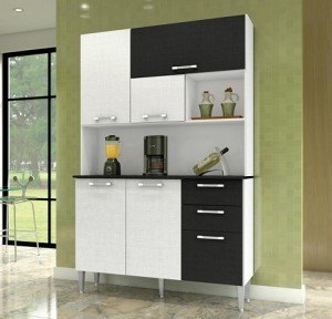 Armário-cozinha-preto-branco-simples-pequeno