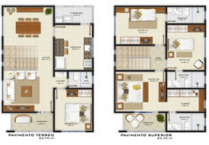 Plantas-de-casas-com-3-quartos-e-2-andares