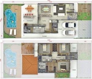 Plantas-de-casas-com-3-quartos-e-2-andares
