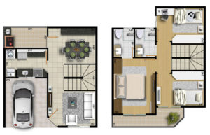 Plantas de casas 2 andares com varanda