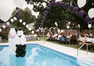 Decoração de piscina para casamento